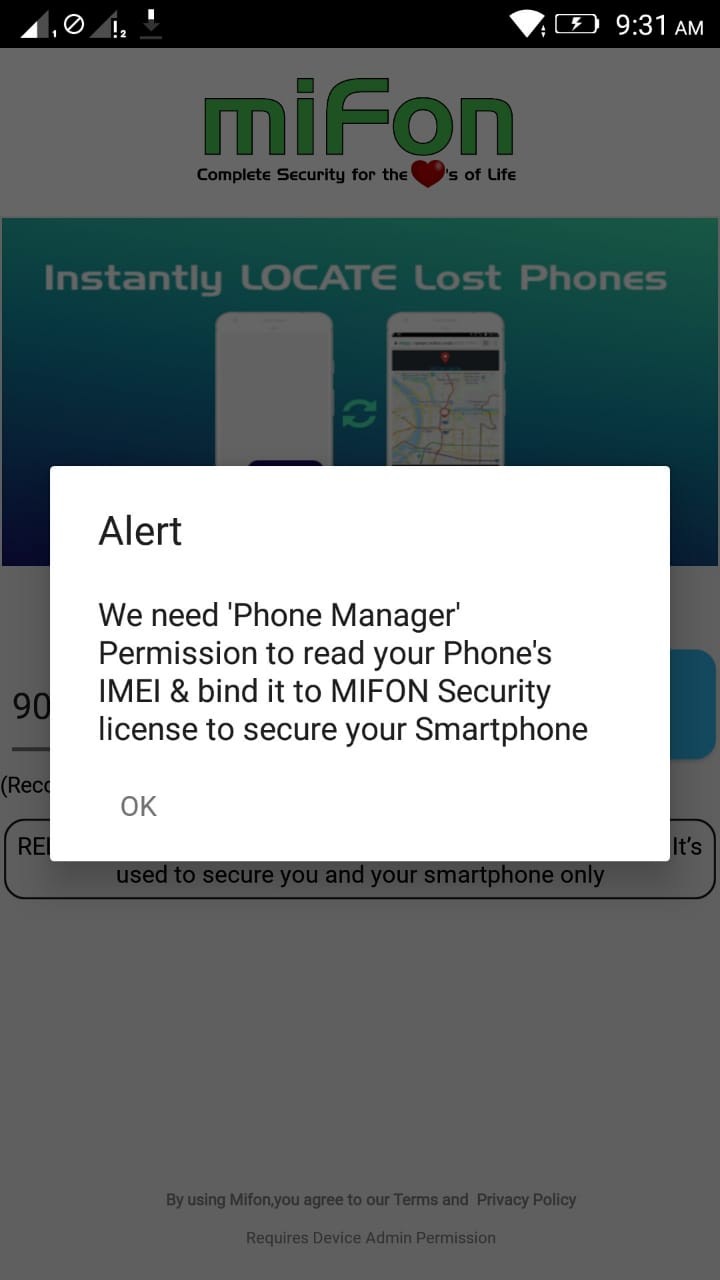 mifon IMEI Security Code
